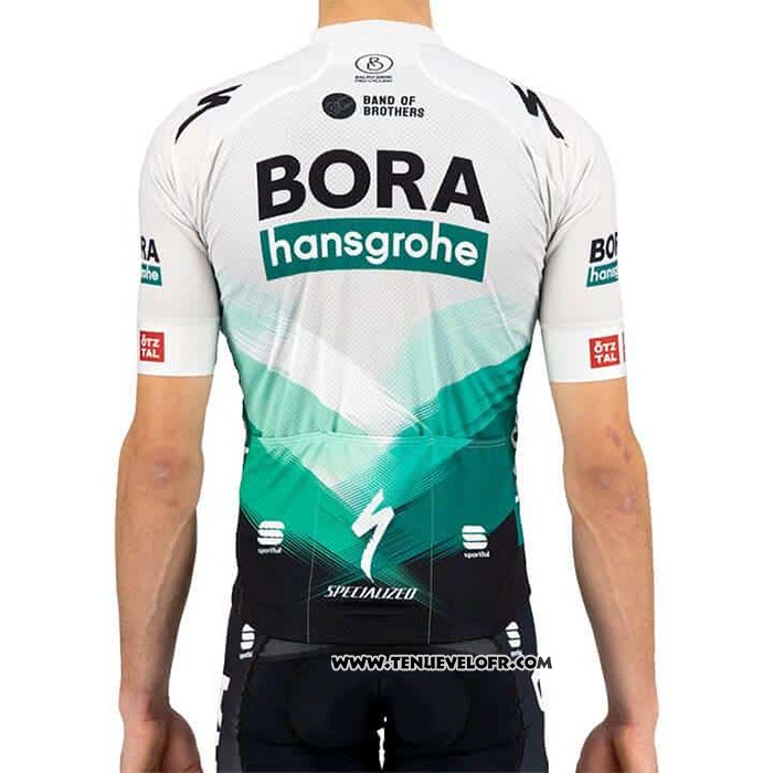 2021 Maillot Cyclisme Bora-Hansgrone Blanc Vert Manches Courtes et Cuissard